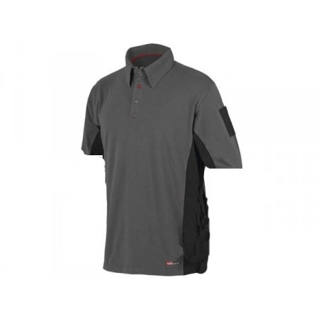 Polo de algodón elástico. Color: Gris/Negro. Talla - M