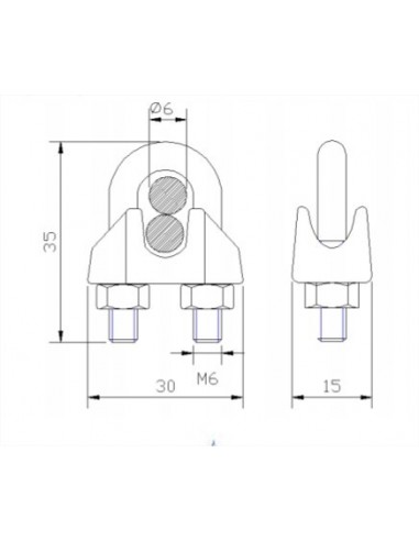 Perrillo (Sujetacable) Galvanizado para cable de acero - DIN 741 -  Perrillos (Sujetacables)