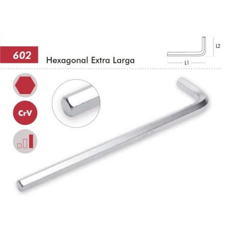 LLAVE ALLEN ACODADA 12mm DOGHER EXTRA-LARGA ref. 602-12