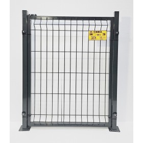 PUERTA METÁLICA PARA CERRAMIENTO DE VALLA PLEGADA 0,80 X 1 METRO GRIS 7016 CON PLACAS DE ANCLAJE